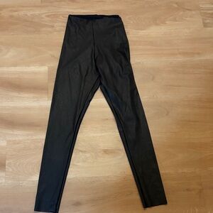 Commando Black Faux Leather Leggings with Logo Print